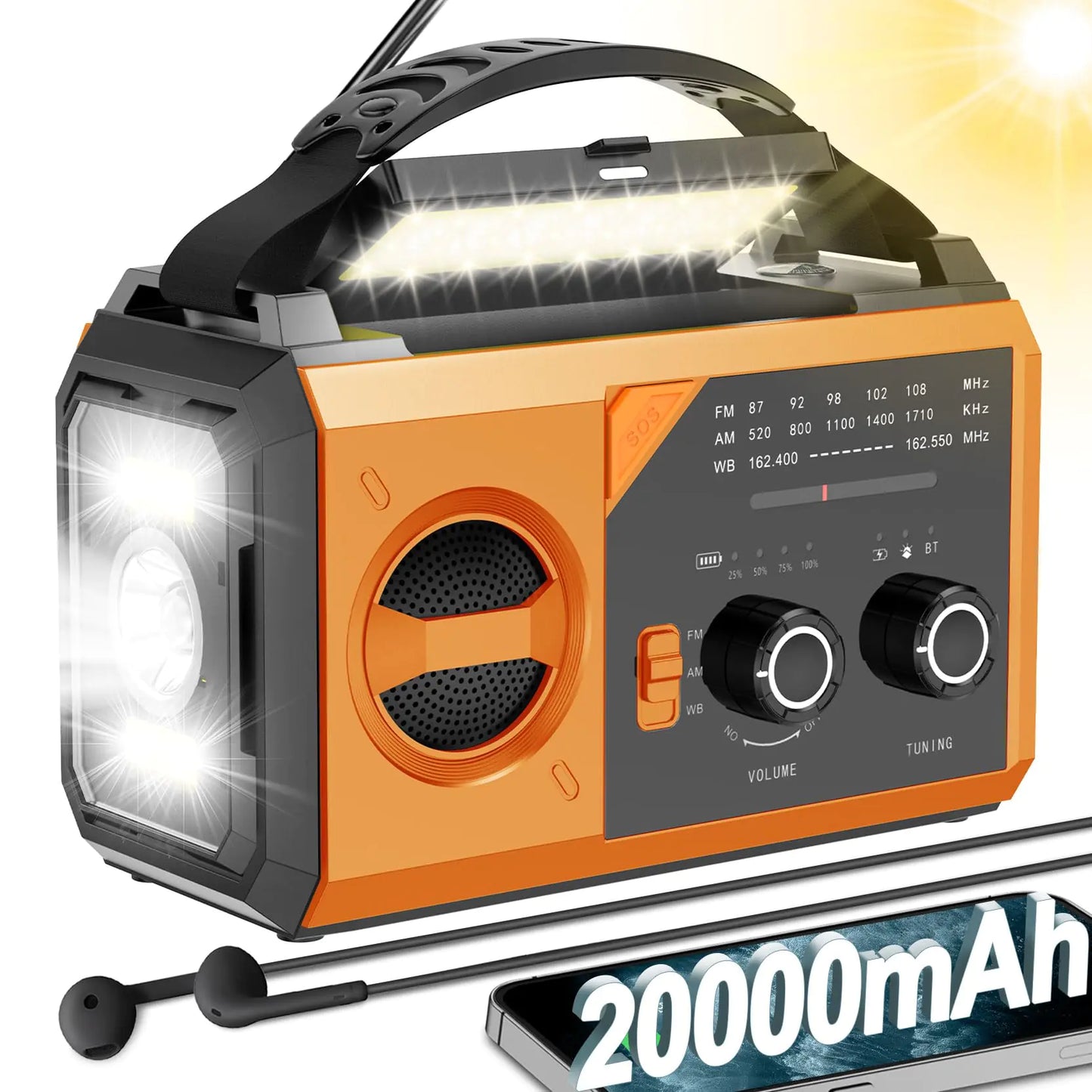 MaxCharge 20000mAh Solar Emergency Radio